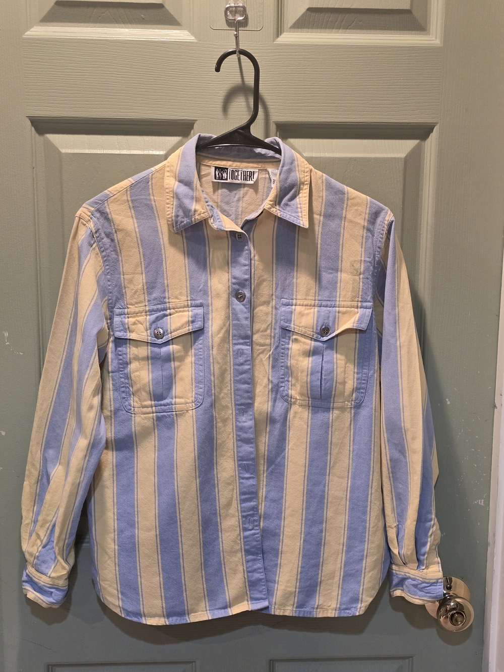 Together Blue and Cream Striped Button-Down Shirt